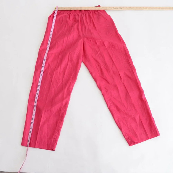 Vintage TanJay 80's Neon Pink Floral Lined  Button Up Two Piece Tracksuit M - Picture 11 of 15